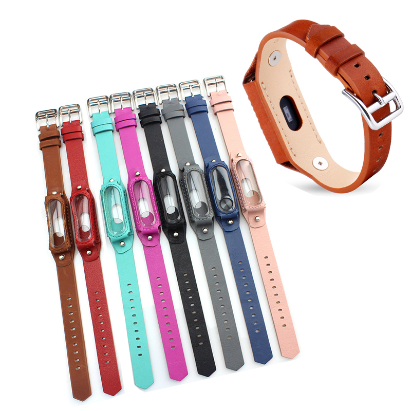Colorful Leather Replacement Wrist Strap for Xiaomi Miband 2 Wristband 2