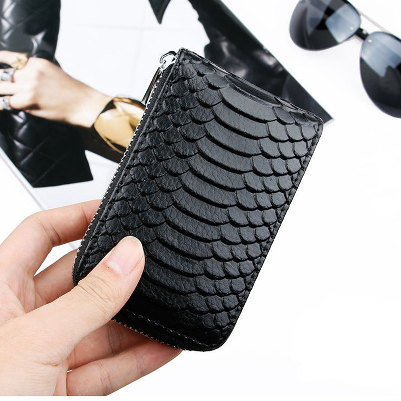 High Quality Zipper Around Genuine Leather Crocodile Pattern Card Holder Wallets Coin Purse 1