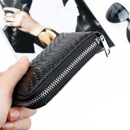 High Quality Zipper Around Genuine Leather Crocodile Pattern Card Holder Wallets Coin Purse 7