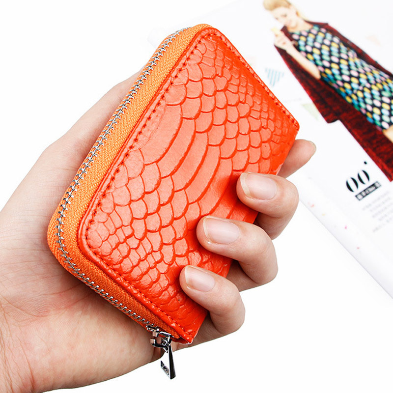 High Quality Genuine Leather Crocodile Pattern Zipper Around Card Holder Wallets Coin Purse 2