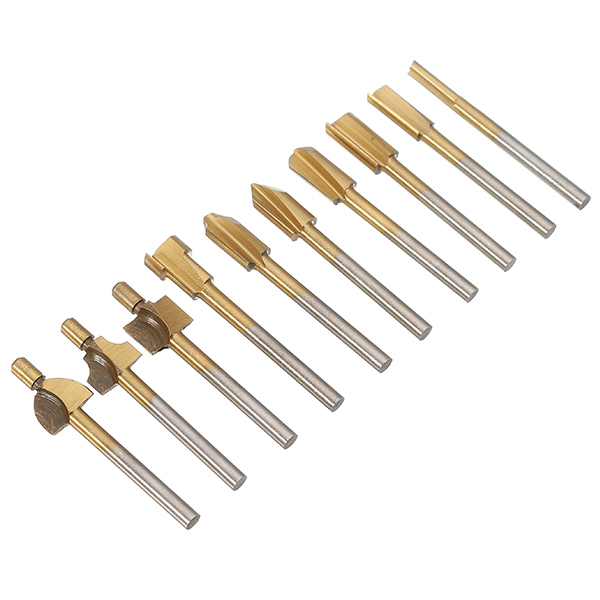 10Pcs 3mm Titanium Coated HSS Router Bit Set 3mm Shank Burr Rotary File Wood Milling Cutter Tool 5 10Pcs 3mm Titanium Coated HSS Router Bit Set 3mm Shank Burr Rotary File Wood Milling Cutter Tool - Image 5