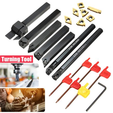 7pcs 10mm Lathe Turning Boring Bar Tool Holder with T8 Wrenches and Carbide Inserts 4