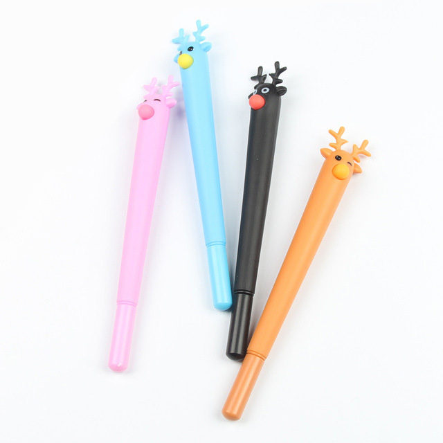 1Pcs Cute Rubber Gel Pen Reindeer Drawing Drafting Signing Pen Crafts Party Gift Writing Gel Pen Stationery School Office 1