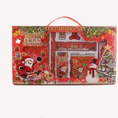 Christmas Stationery Set 6 x crayon 2 x Pencil sharp 1 x Iron Pen box Drawing notebook Rubber Ruler