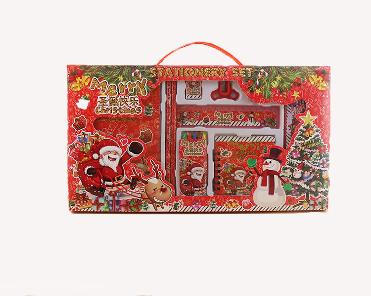 Christmas Stationery Set 6 x crayon 2 x Pencil sharp 1 x Iron Pen box Drawing notebook Rubber Ruler 1 Christmas Stationery Set 6 x crayon 2 x Pencil sharp 1 x Iron Pen box Drawing notebook Rubber Ruler