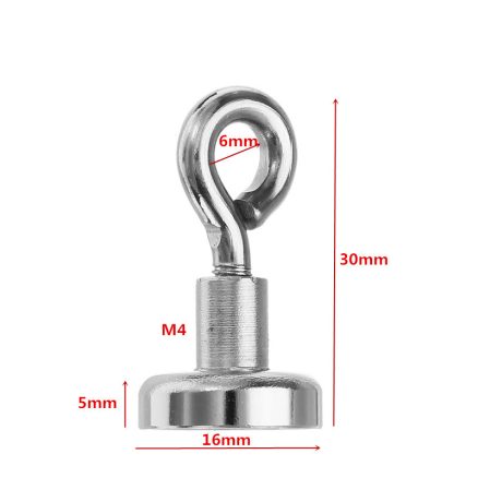 Effetool 16mmx30mm 5kg Neodymium Recovery Magnet Metal Detector Claw Hook Magnet 7
