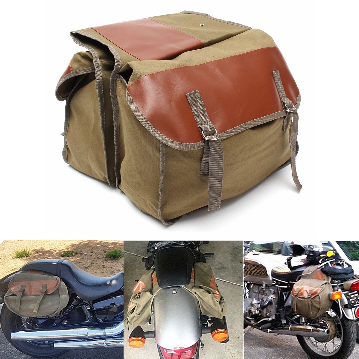 Motorcycle Canvas Saddlebags Equine Back Pack For Haley Sportster/Honda 2