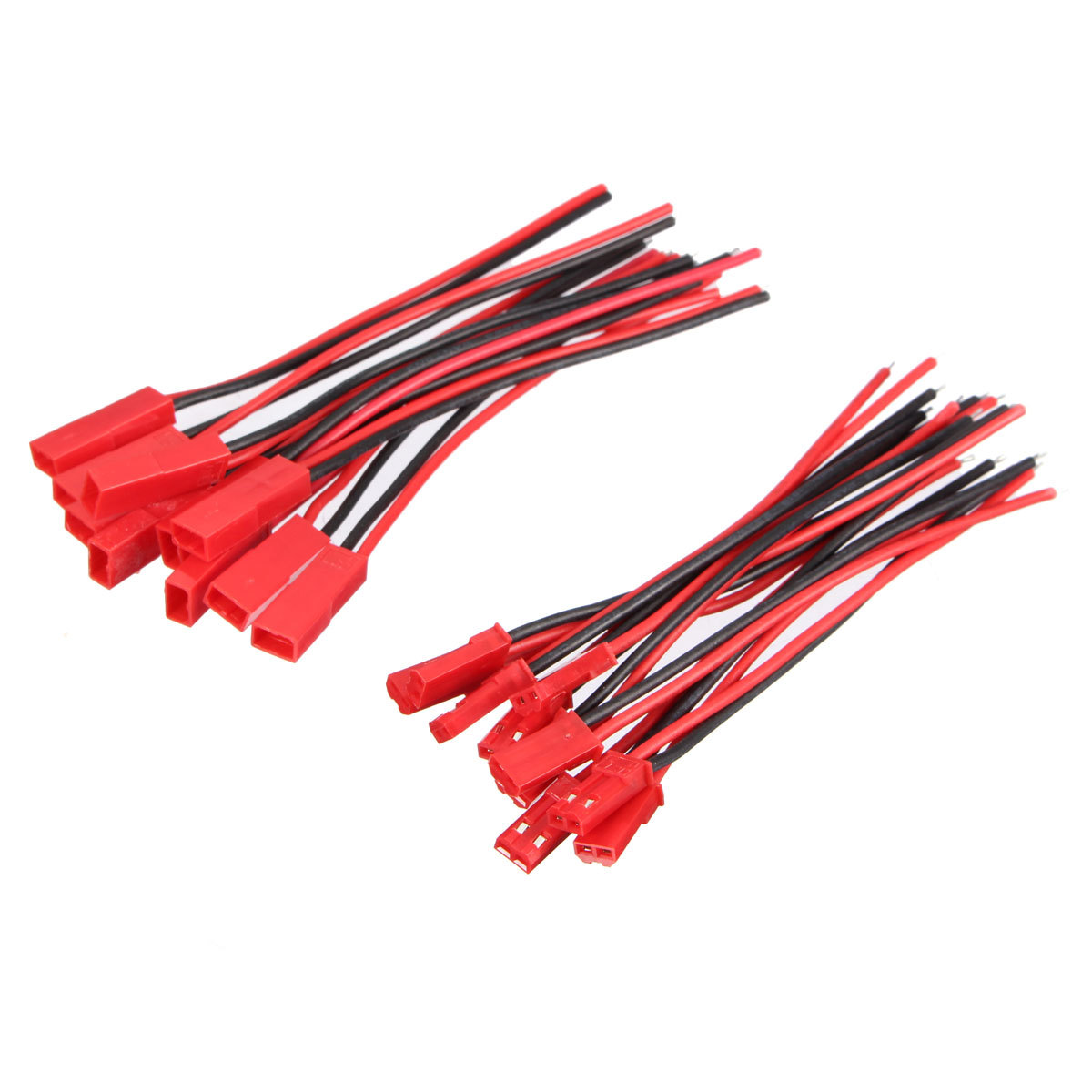 Excellway?® 10 Pairs 2 Pins JST Male & Female Connectors Plug Cable Wire Line 110mm Red 2