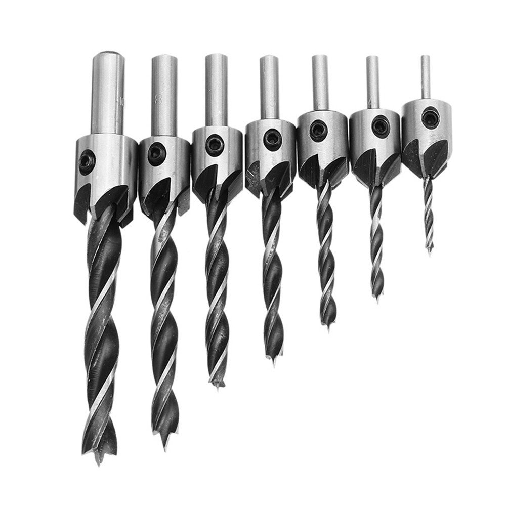 Drillpro 7pcs HSS 5 Flute Countersink Drill Bit Set Reamer Woodworking 3-10mm Chamfer Drill Bits 2 Drillpro 7pcs HSS 5 Flute Countersink Drill Bit Set Reamer Woodworking 3-10mm Chamfer Drill Bits - Image 2