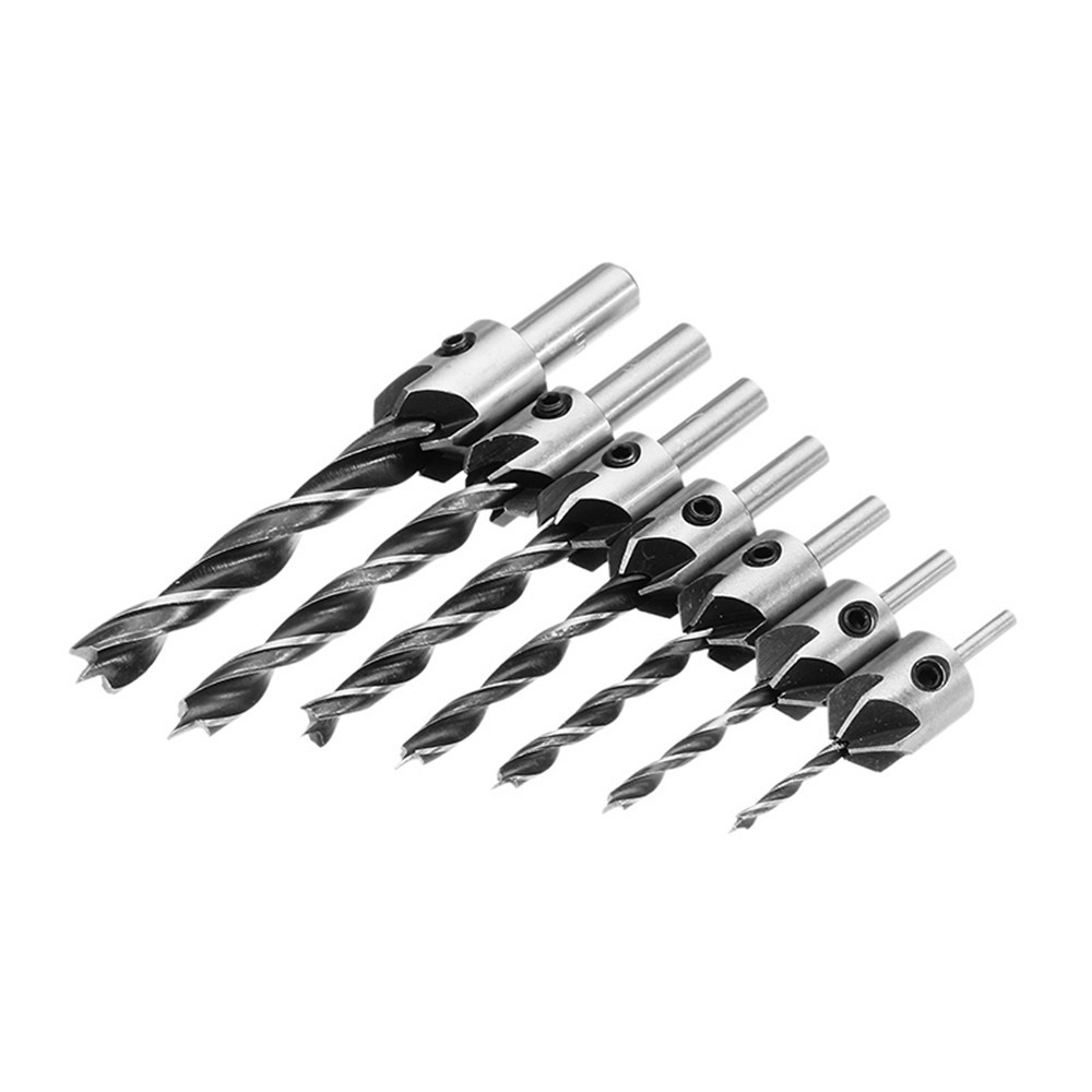 Drillpro 7pcs HSS 5 Flute Countersink Drill Bit Set Reamer Woodworking 3-10mm Chamfer Drill Bits 3 Drillpro 7pcs HSS 5 Flute Countersink Drill Bit Set Reamer Woodworking 3-10mm Chamfer Drill Bits - Image 3