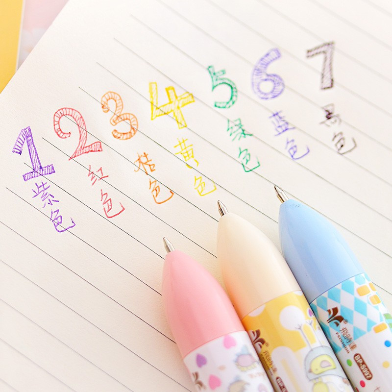 7 Colors Pressed Ballpoint Pen 0.5mm Multicolor Ballpoint Pen Cute Pattern With Clip Multifunction For School Supplies 2 7 Colors Pressed Ballpoint Pen 0.5mm Multicolor Ballpoint Pen Cute Pattern With Clip Multifunction For School Supplies - Image 2