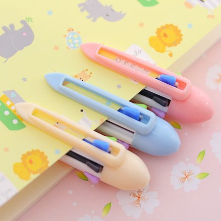 7 Colors Pressed Ballpoint Pen 0.5mm Multicolor Ballpoint Pen Cute Pattern With Clip Multifunction For School Supplies 3