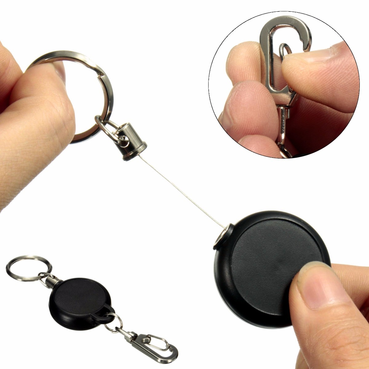 Key Chain Stainless Steel Cord Holder Keyring Reel Retractable Recoil Belt Clip Key Clip 2 Key Chain Stainless Steel Cord Holder Keyring Reel Retractable Recoil Belt Clip Key Clip - Image 2