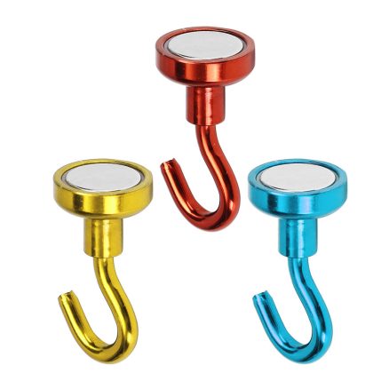 Effetool 16mm 5KG Magnetic Hook Holder Neodymium Magnet Red/Yellow/Blue Hook Magnet 3