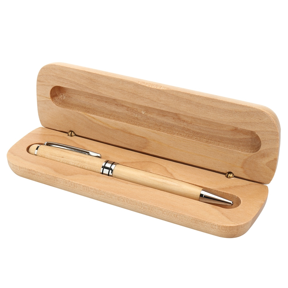 0.7mm Wooden Engraved Ballpoint Pen WIth Gift Box For Kids Students Children School Writing Gift 2