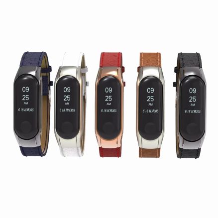 Bakeey Leather Strap with Metal Frame Replacement Wristband for Xiaomi Mi Band 3 Smart Bracelet Non-original 2