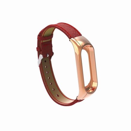 Bakeey Leather Strap with Metal Frame Replacement Wristband for Xiaomi Mi Band 3 Smart Bracelet Non-original 5