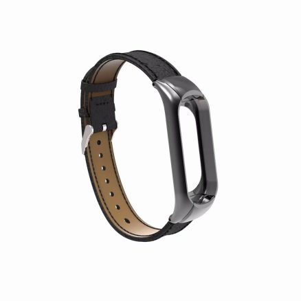Bakeey Leather Strap with Metal Frame Replacement Wristband for Xiaomi Mi Band 3 Smart Bracelet Non-original 6