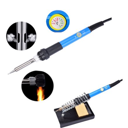 60W 110V 220V Adjustable Temperature Soldering Iron Tools Kit with 5 Tips Desoldering Pump Stand 2
