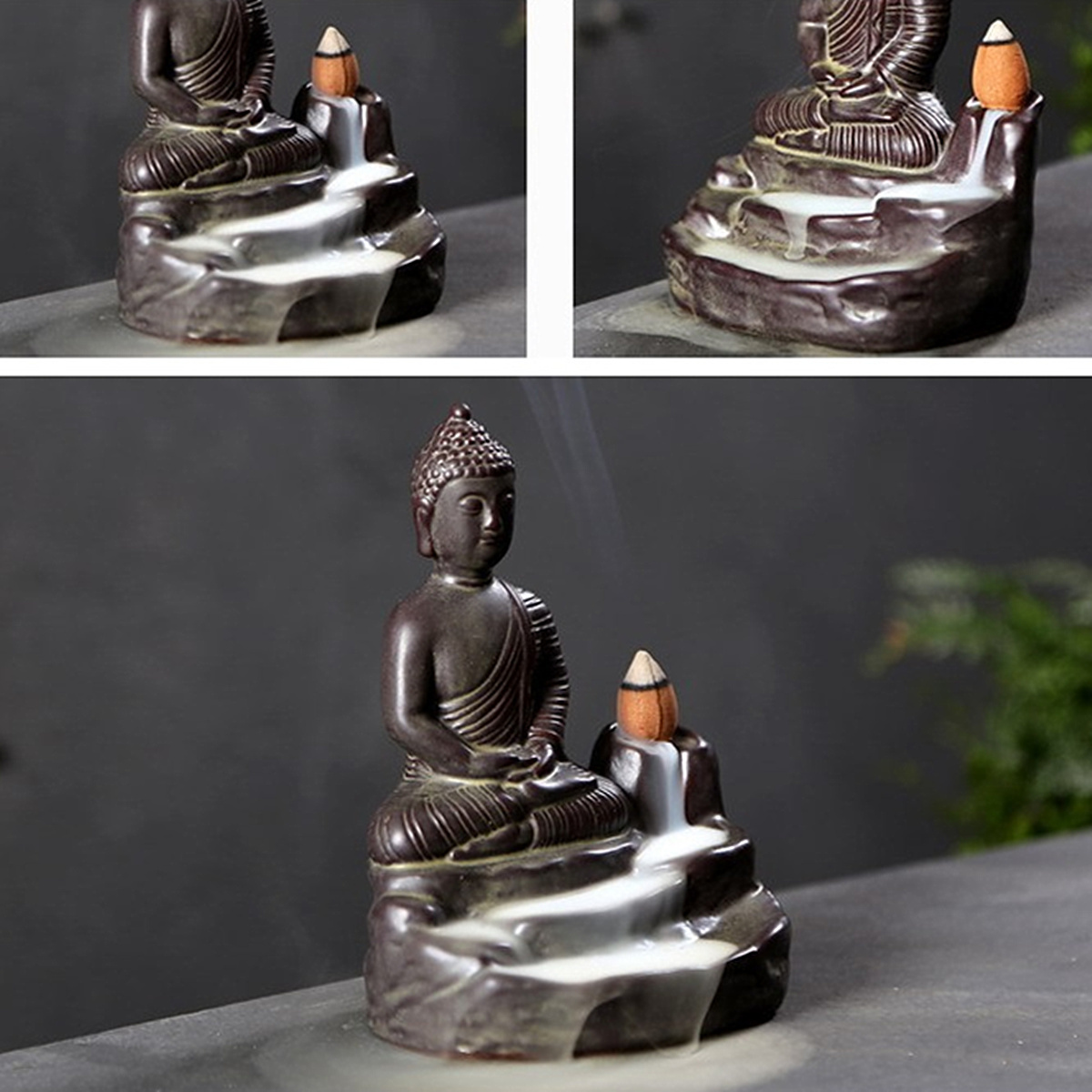 Ceramic Buddha Incense Statue Buddhist Smoke Backflow Cone Censer Burner Holder Home Decor 3 Ceramic Buddha Incense Statue Buddhist Smoke Backflow Cone Censer Burner Holder Home Decor - Image 3