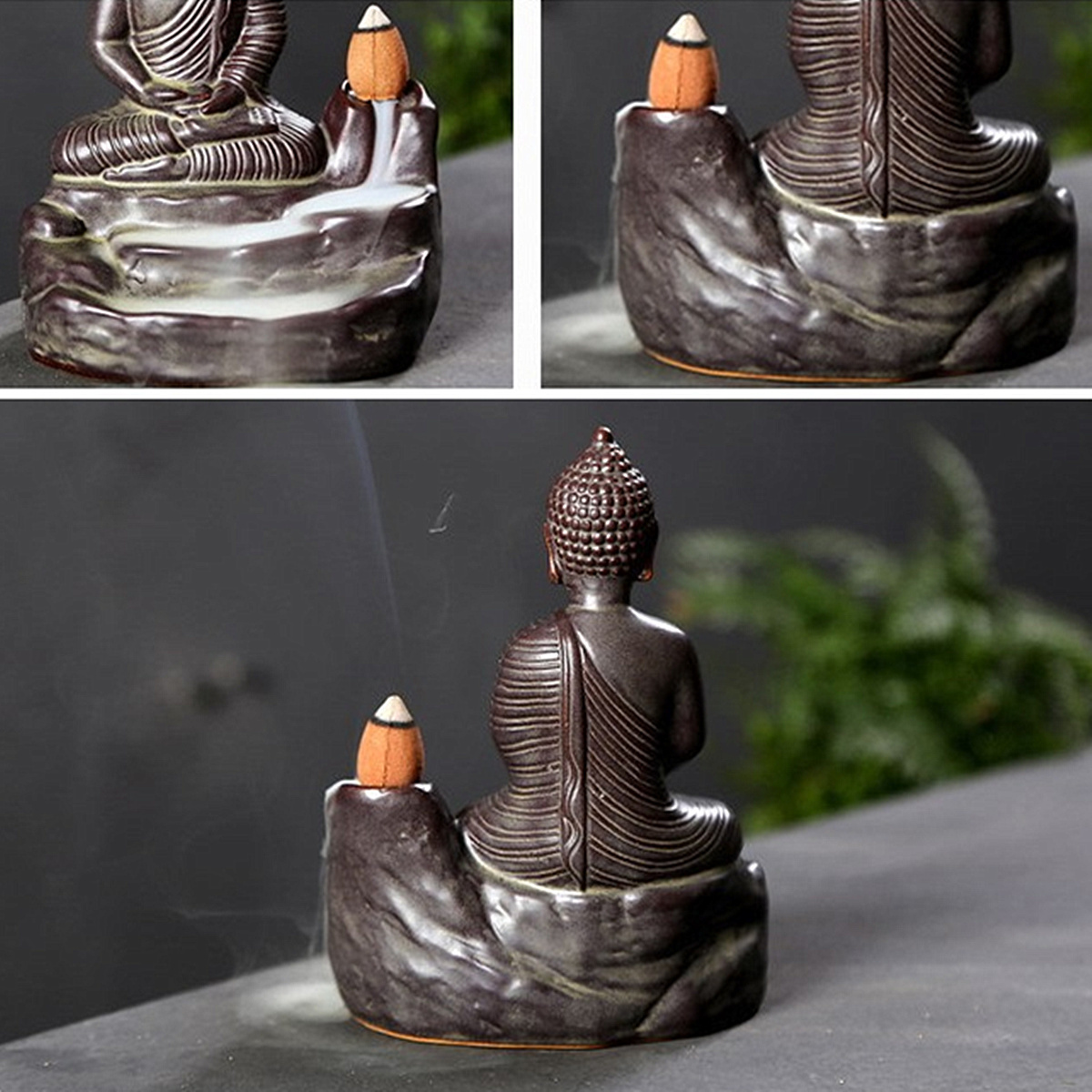 Ceramic Buddha Incense Statue Buddhist Smoke Backflow Cone Censer Burner Holder Home Decor 4 Ceramic Buddha Incense Statue Buddhist Smoke Backflow Cone Censer Burner Holder Home Decor - Image 4