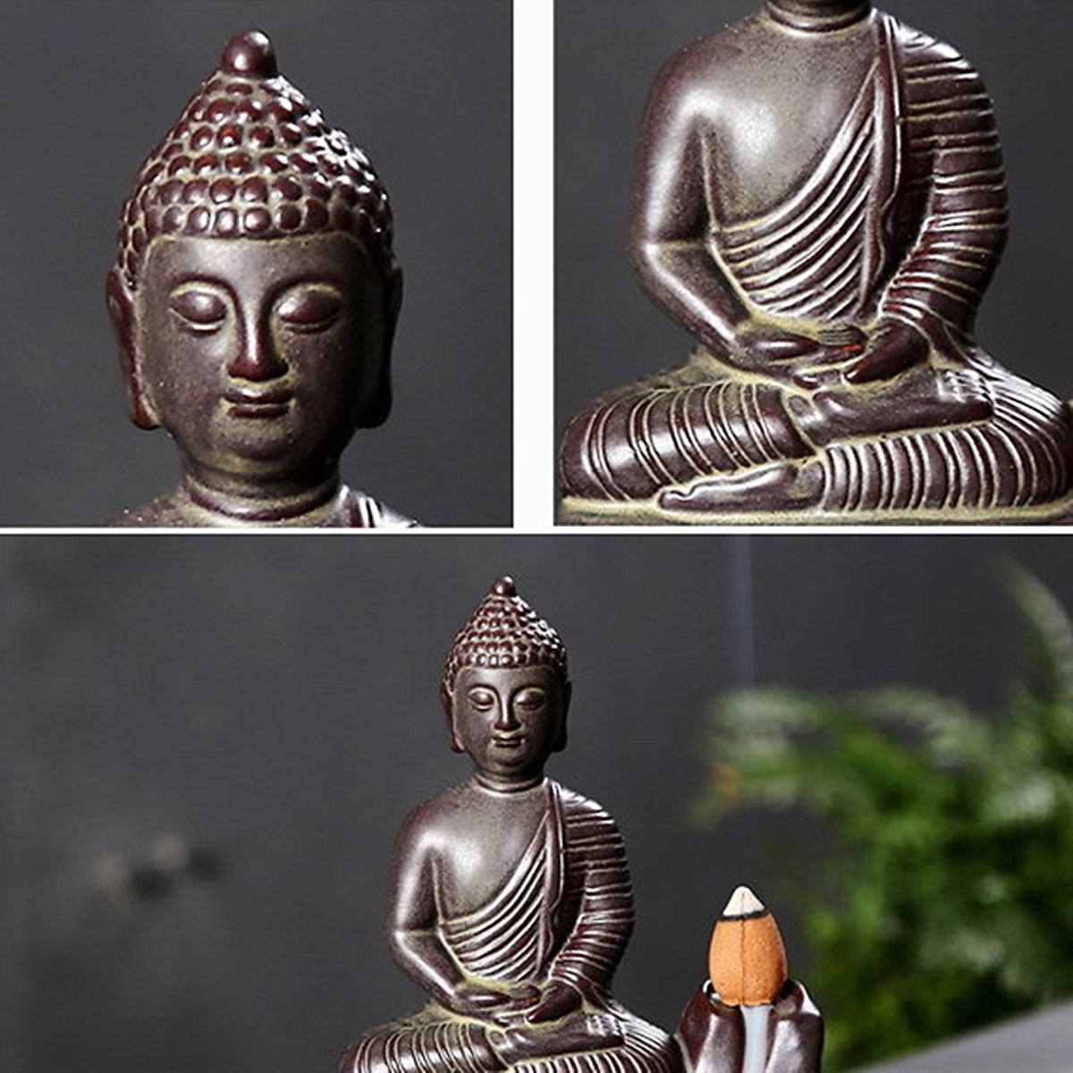Ceramic Buddha Incense Statue Buddhist Smoke Backflow Cone Censer Burner Holder Home Decor 5 Ceramic Buddha Incense Statue Buddhist Smoke Backflow Cone Censer Burner Holder Home Decor - Image 5