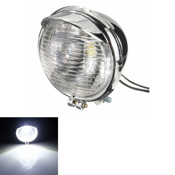 12V Universal Motorcycle 25 LEDs Headlight Headlamp Chrome Case 2