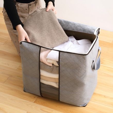 High Capacity Clothes Quilts Storage Bags Folding Organizer Bags Bamboo Portable Storage Container 1