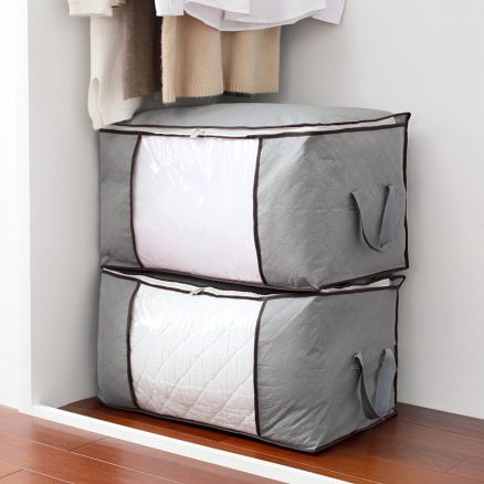 High Capacity Clothes Quilts Storage Bags Folding Organizer Bags Bamboo Portable Storage Container 2