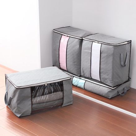 High Capacity Clothes Quilts Storage Bags Folding Organizer Bags Bamboo Portable Storage Container 3