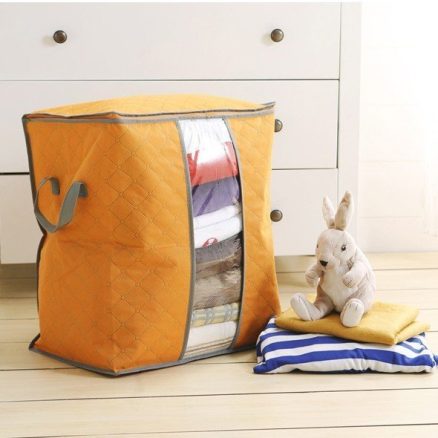 High Capacity Clothes Quilts Storage Bags Folding Organizer Bags Bamboo Portable Storage Container 5