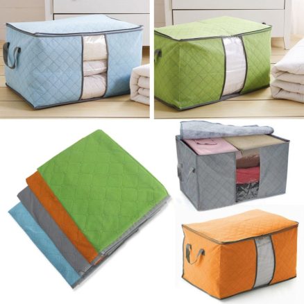 High Capacity Clothes Quilts Storage Bags Folding Organizer Bags Bamboo Portable Storage Container 7