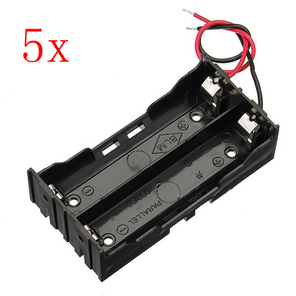5pcs DIY DC 7.4V 2 Slot Double Series 18650 Battery Holder Battery Box With 2 Leads 1