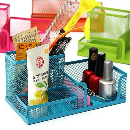 Metal Mesh Cosmetic Makeup Brush Pen Office Desktop Storage Box 3