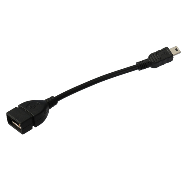Mini 5 pin Male to USB 2.0 Type A Female Jack OTG Host Adapter Short Cable 2