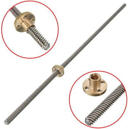 Machifit 800mm Lead Screw 8mm Thread Lead Screw 2mm Pitch Lead Screw with Brass Nut 2