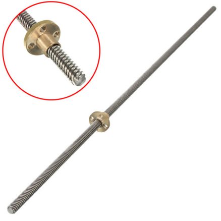 Machifit 800mm Lead Screw 8mm Thread Lead Screw 2mm Pitch Lead Screw with Brass Nut 3