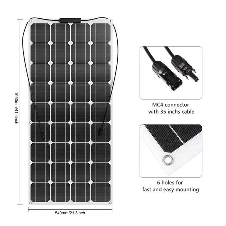 ETFE Flexible Solar Panel 100w Monocrystalline PV/Thin Film Solar Panel 5 ETFE Flexible Solar Panel 100w Monocrystalline PV/Thin Film Solar Panel - Image 5