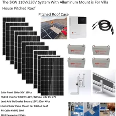 Solar Panel Kit Complete 5000W 220V 110V 50/60HZ Lifepo4 Battery Hybrid Inverter MPPT Off Grid System Heater 4HP Air Condition