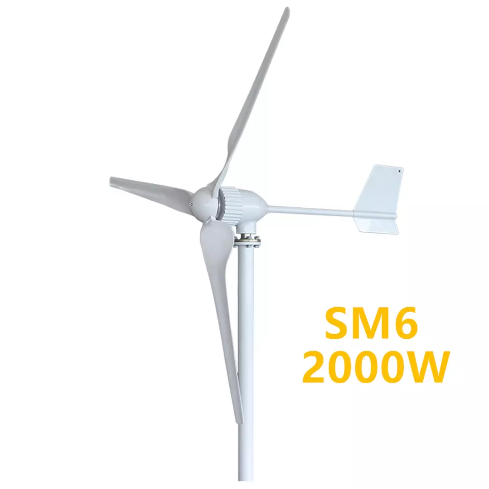 SM6-2000w Power Generator 24V 48V 96V 3 Nylon Fiber Blade Horizontal Home Wind Turbines Wind Generator Power Windmill 2