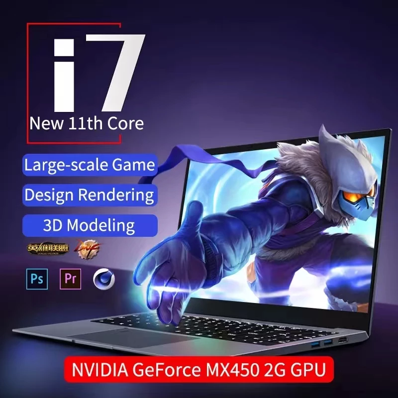 11TH Gen Gaming Laptop 15.6 Inch Intel Core i7 1165G7 i5 1135G7 NVIDIA MX450 2G 32GB RAM Fingerprint Notebook Windows10 WiFi6 BT 2
