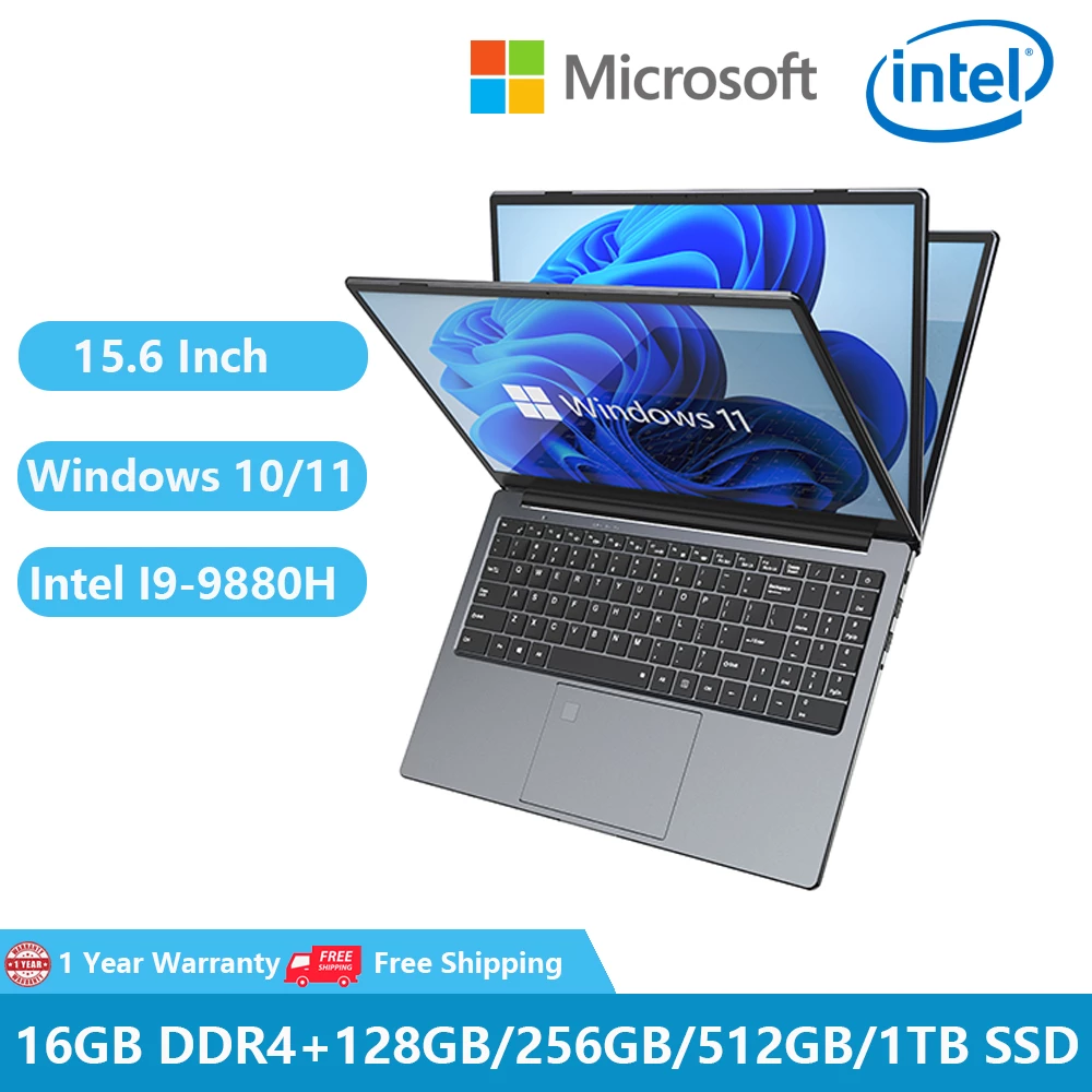 2022 Gaming Windows 11 Laptop Full Metal Notebooks Office Business Computer PC 15.6" Intel Core I9-9880H 32GB RAM RJ45 Type-C PD 1