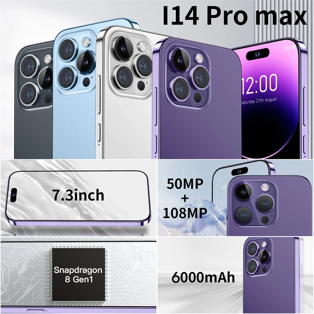 2022 Original Smartphone I14 Pro Max Ultra HD Screen 4G 5G Dual SIM Phone Cell Phone 7.3 Inch 50+108MP 6000mAh Celulares 6 2022 Original Smartphone I14 Pro Max Ultra HD Screen 4G 5G Dual SIM Phone Cell Phone 7.3 Inch 50+108MP 6000mAh Celulares - Image 6