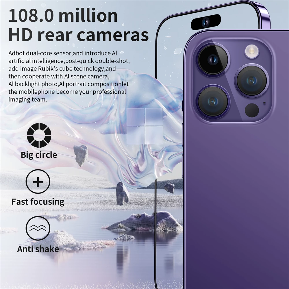 2022 Original Smartphone I14 Pro Max Ultra HD Screen 4G 5G Dual SIM Phone Cell Phone 7.3 Inch 50+108MP 6000mAh Celulares 3 2022 Original Smartphone I14 Pro Max Ultra HD Screen 4G 5G Dual SIM Phone Cell Phone 7.3 Inch 50+108MP 6000mAh Celulares - Image 3
