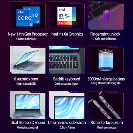 Bestseller 15.6'' Gaming Laptops Intel Core I7 1165G7 NVIDIA MX450 2GB Ultrabook Fingerprint Notebook Windows 11 10 WiFi BT 4