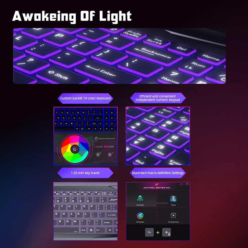 Dere GT1 Gaming Laptop 16" IPS Dual Channel 16GB RAM 512GB SSD Intel Core i5 Windows Notebook RGB Backlit Keyboard pc Computer 2 Dere GT1 Gaming Laptop 16" IPS Dual Channel 16GB RAM 512GB SSD Intel Core i5 Windows Notebook RGB Backlit Keyboard pc Computer - Image 2