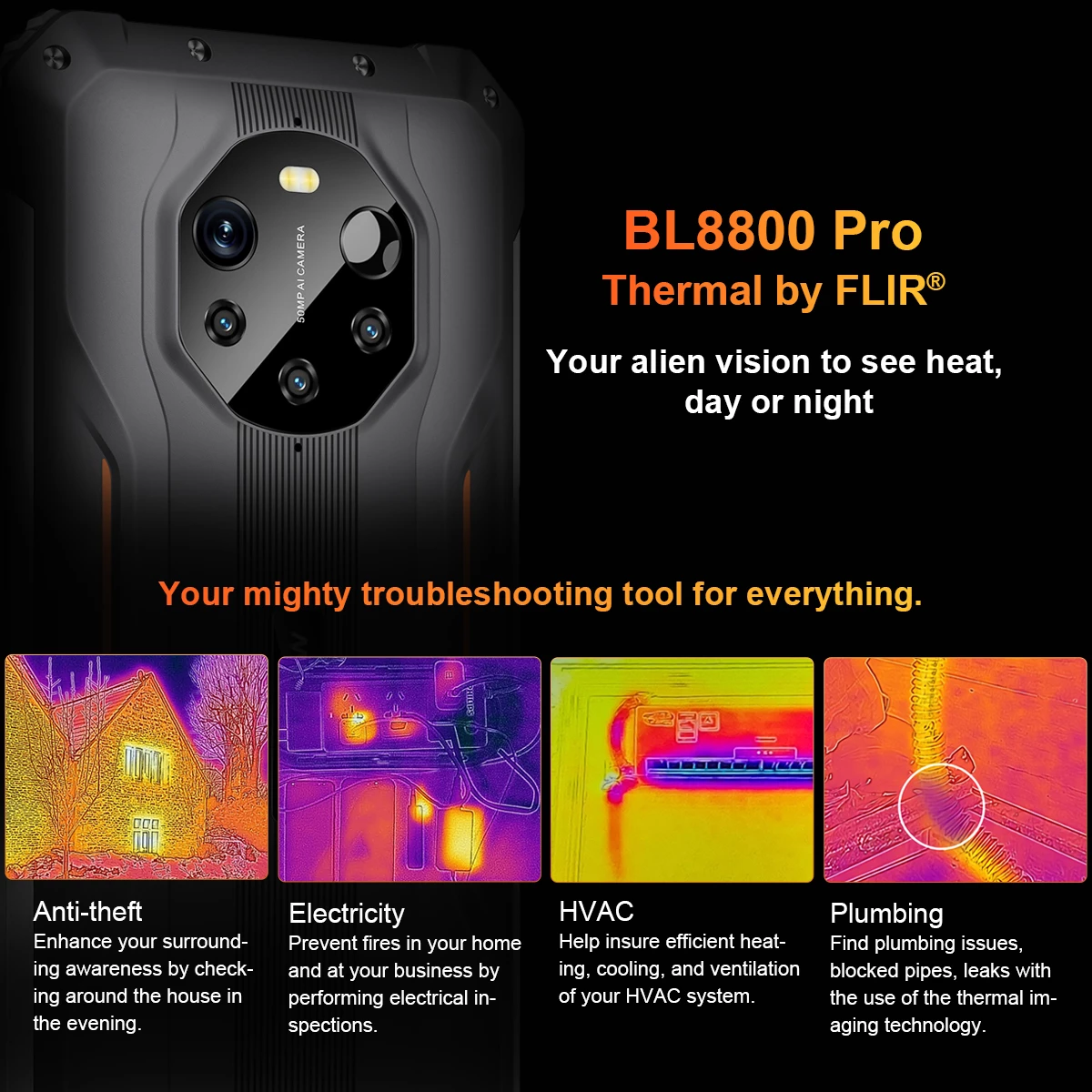 Blackview BL8800 Night Vision & BL8800 Pro 5G Rugged Phone Thermal Imaging Camera FLIR® Smartphone 6.58" 8GB+128GB Cell Phone 3 Blackview BL8800 Night Vision & BL8800 Pro 5G Rugged Phone Thermal Imaging Camera FLIR® Smartphone 6.58" 8GB+128GB Cell Phone - Image 3
