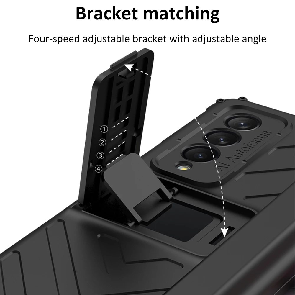 Magnetic Hinge Slide Pen Slot Case For Samsung Galaxy Z Fold 3 5G Stand Case with Glass Film Armor Bracket Cover for Fold3 Case 3 Magnetic Hinge Slide Pen Slot Case For Samsung Galaxy Z Fold 3 5G Stand Case with Glass Film Armor Bracket Cover for Fold3 Case - Image 3