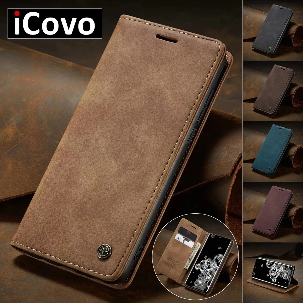 Matte Leather Flip Cover for Samsung A71 A51 A70 A50 A40 A30 A20 A10 Wallet Case S21 5G S20 Ultra Note 10 Plus S10 S10e S9 S8 S7 1