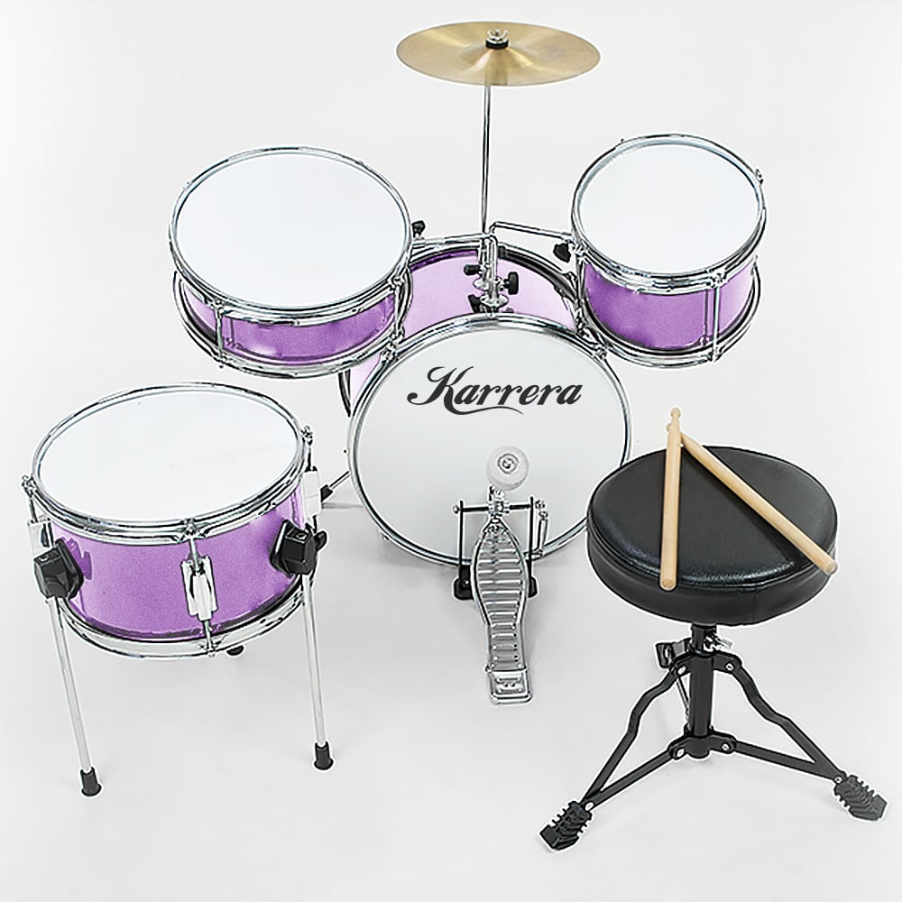 Karrera Childrens 4pc Drum Kit - Purple 1 Karrera Childrens 4pc Drum Kit - Purple